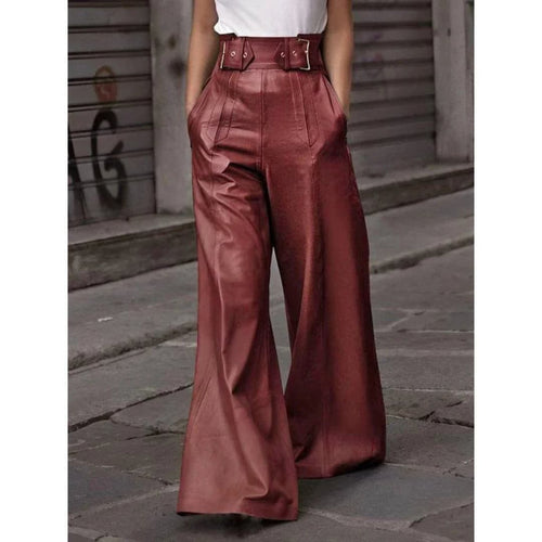Agnès | Women's Wide Leg Trousers in Premium Faux Leather 0