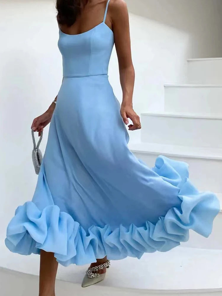 Romantic Midi Dress for Women with Ruffle Straps | Perfect Wedding Guest and Summer Cocktail Dress 2