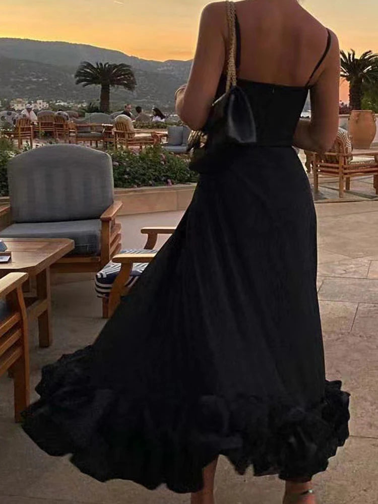 Romantic Midi Dress for Women with Ruffle Straps | Perfect Wedding Guest and Summer Cocktail Dress 4