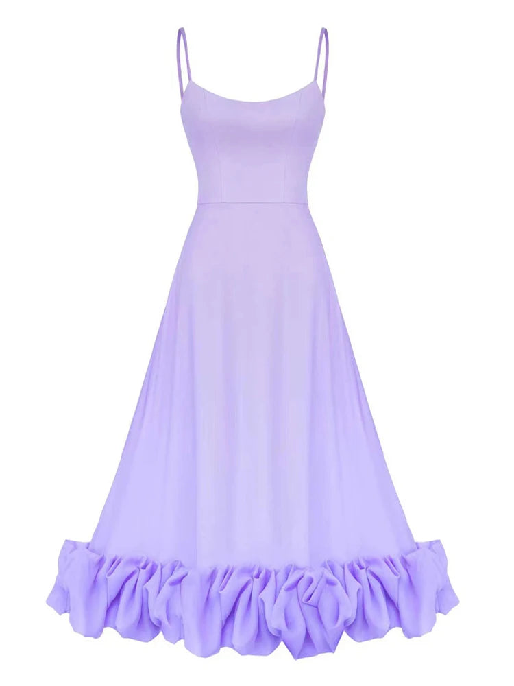 Romantic Midi Dress for Women with Ruffle Straps | Perfect Wedding Guest and Summer Cocktail Dress 5