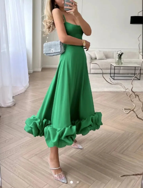 Romantic Midi Dress for Women with Ruffle Straps | Perfect Wedding Guest and Summer Cocktail Dress 7