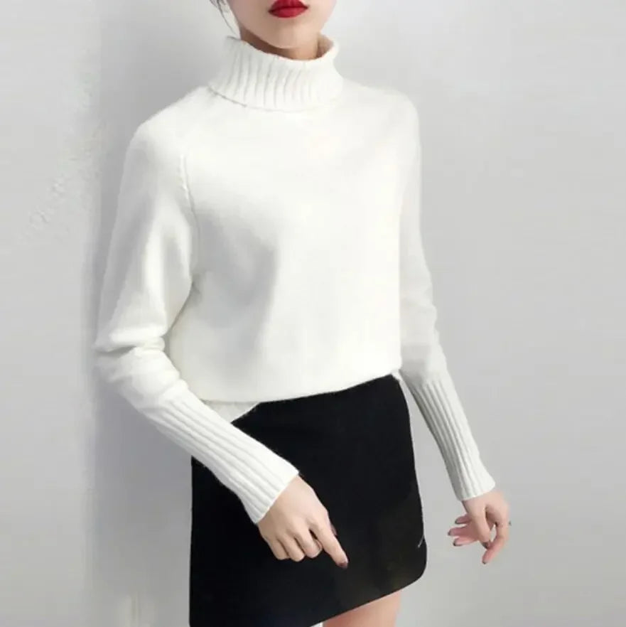 Slim Fit Women's Cashmere Blend Turtleneck Sweater for Fall and Winter 10
