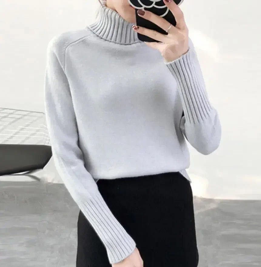 Slim Fit Women's Cashmere Blend Turtleneck Sweater for Fall and Winter 6