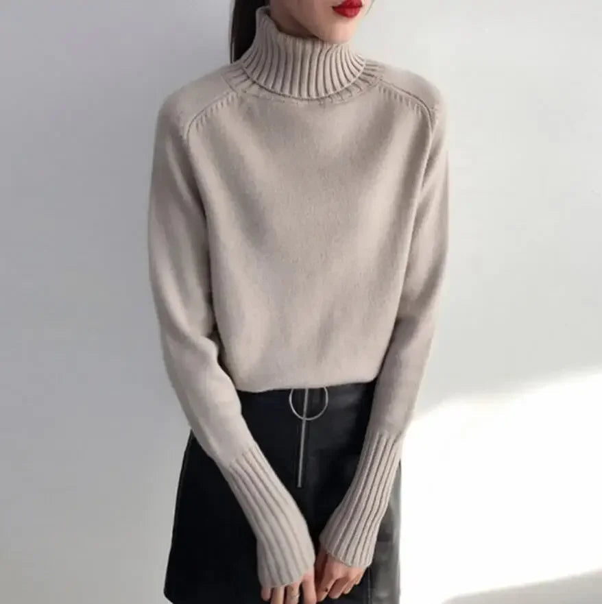 Slim Fit Women's Cashmere Blend Turtleneck Sweater for Fall and Winter 8