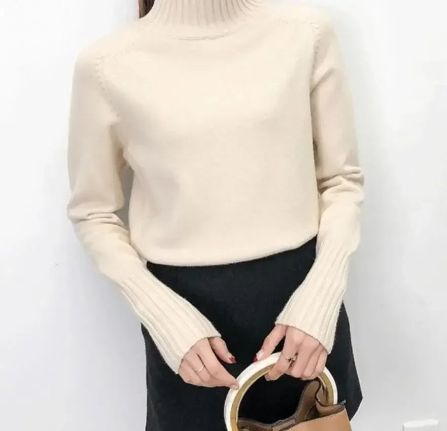 Slim Fit Women's Cashmere Blend Turtleneck Sweater for Fall and Winter 9