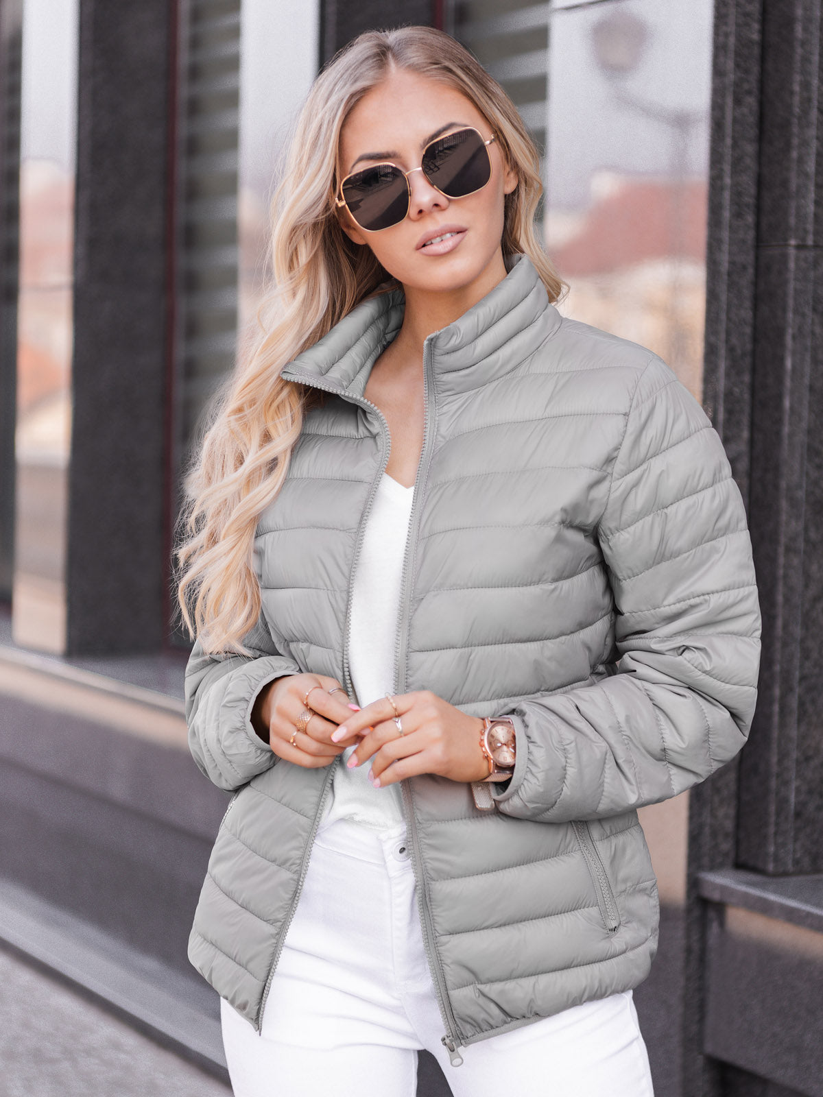 Woller Grey Women's Jacket by Deoti | Stylish and Versatile Transitional Coats 0
