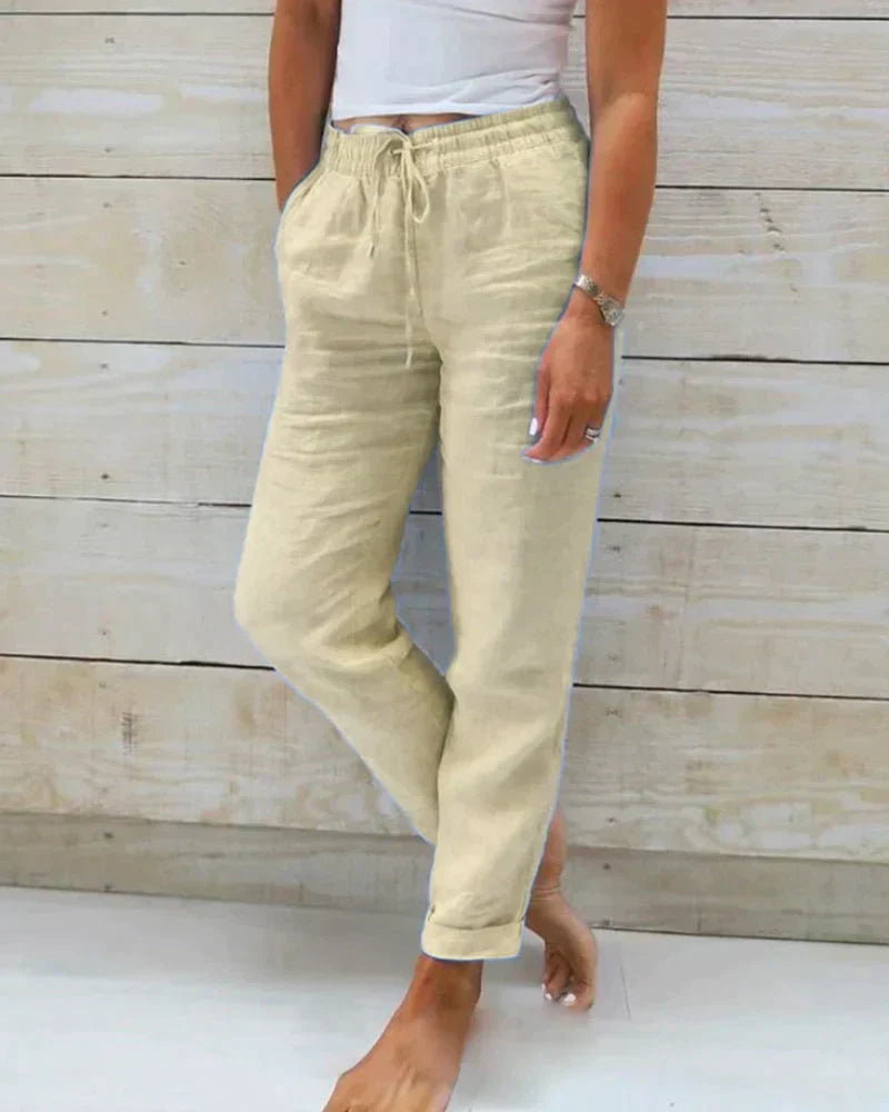Women's White Linen Pants - Lightweight Trousers for Stylish Comfort 2