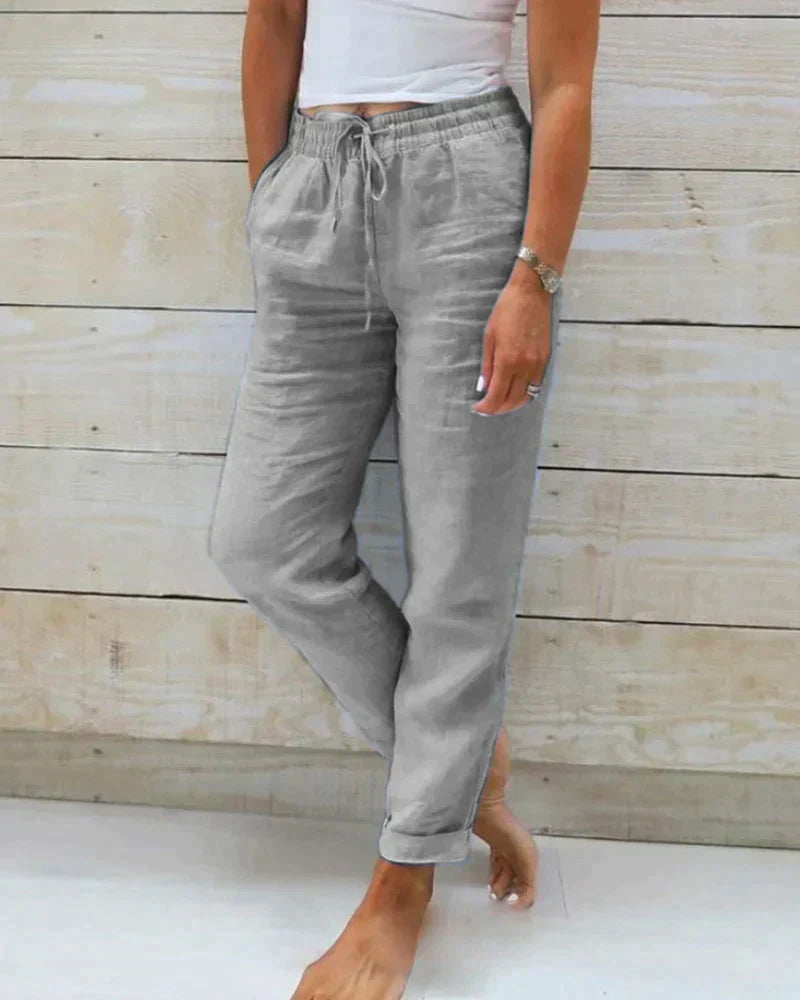 Women's White Linen Pants - Lightweight Trousers for Stylish Comfort 4